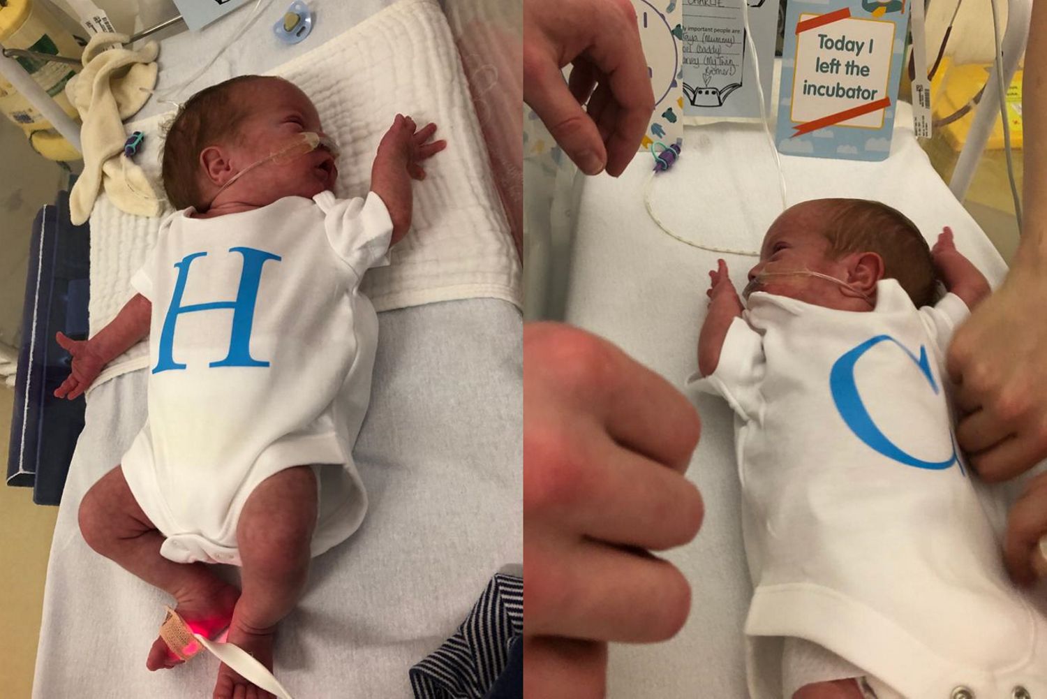 Harvey and Charlie in the Neonatal Unit.